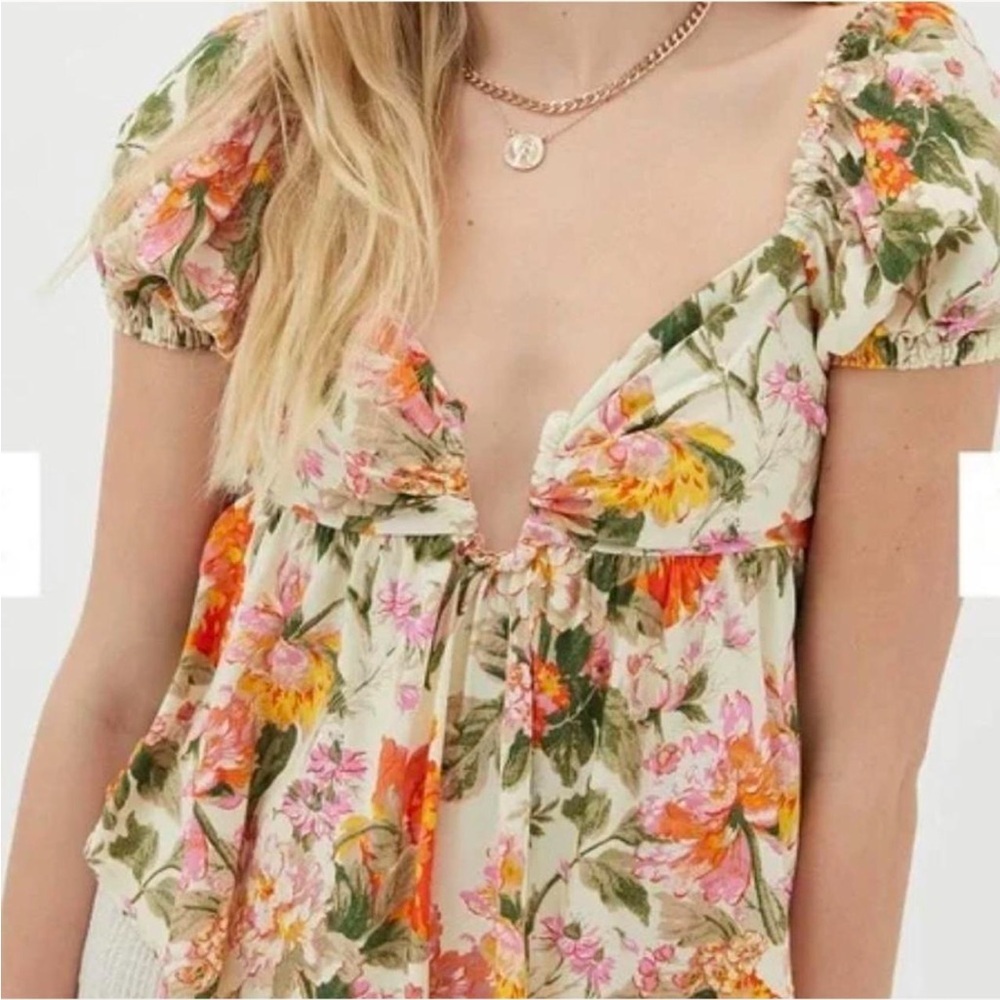 NWT Urban Outfitters Kristina Floral Babydoll Top